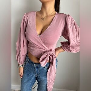 Pink Knit Zara Longsleeve Wrap Top